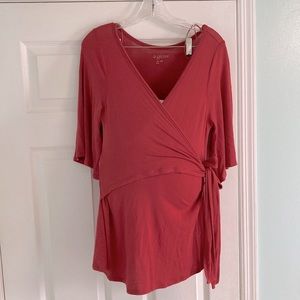 Red maternity front-tie shirt from a-glow, size XS